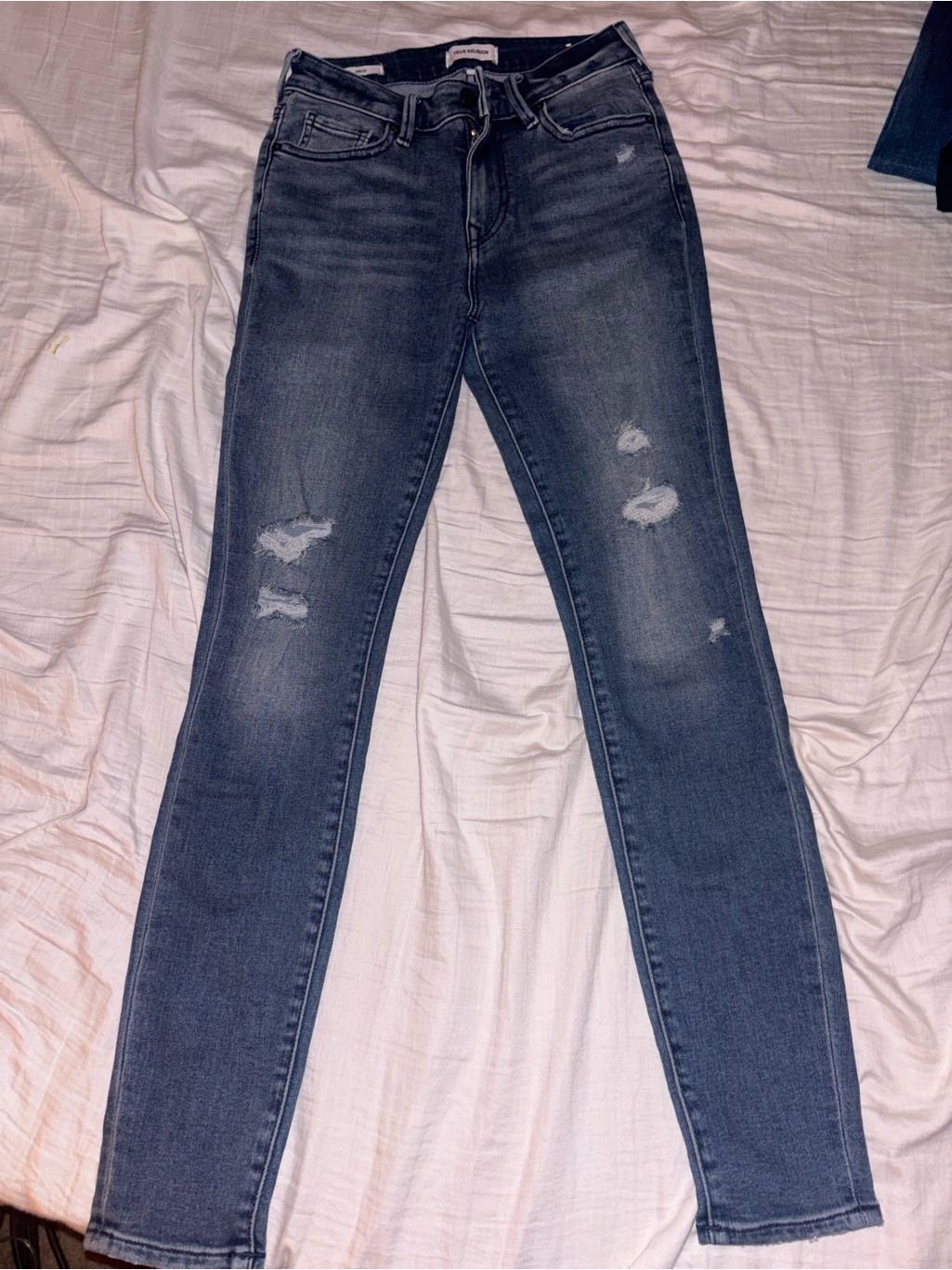 True Religion Women's Distressed Skinny Jeans In Dark Blue